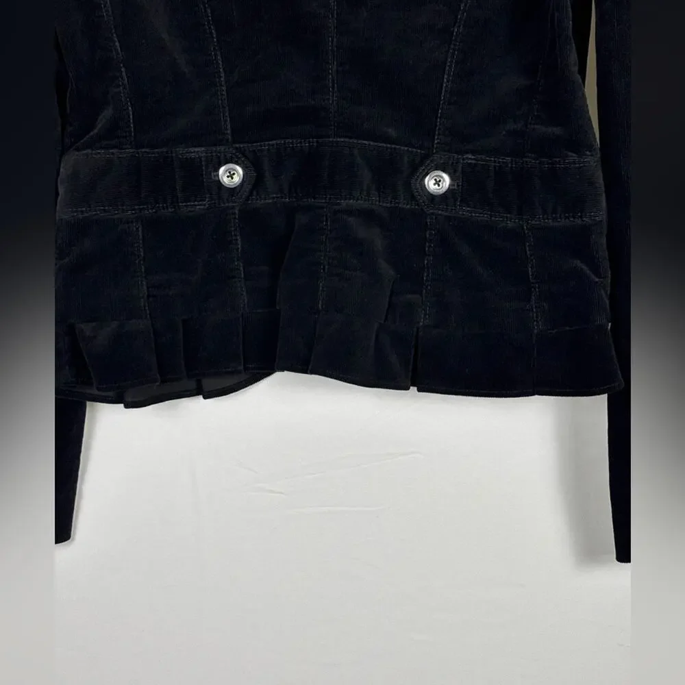 White House Black Market Blazer jacket Corduroy Buttons Black Size 8 - Picture 8 of 11